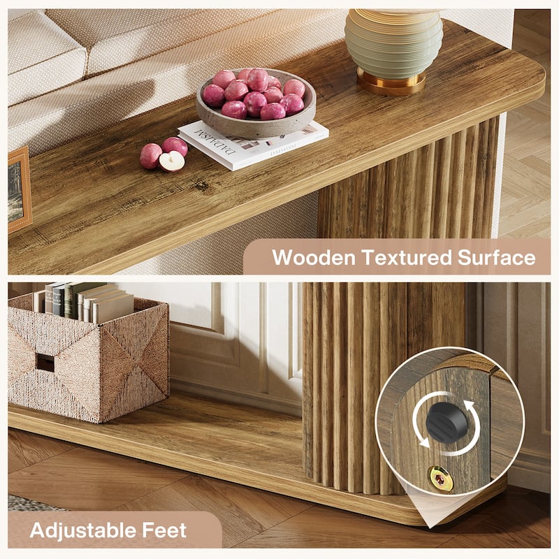 Mid Century Modern Long Console Table, 63" Behind Couch Sofa Table