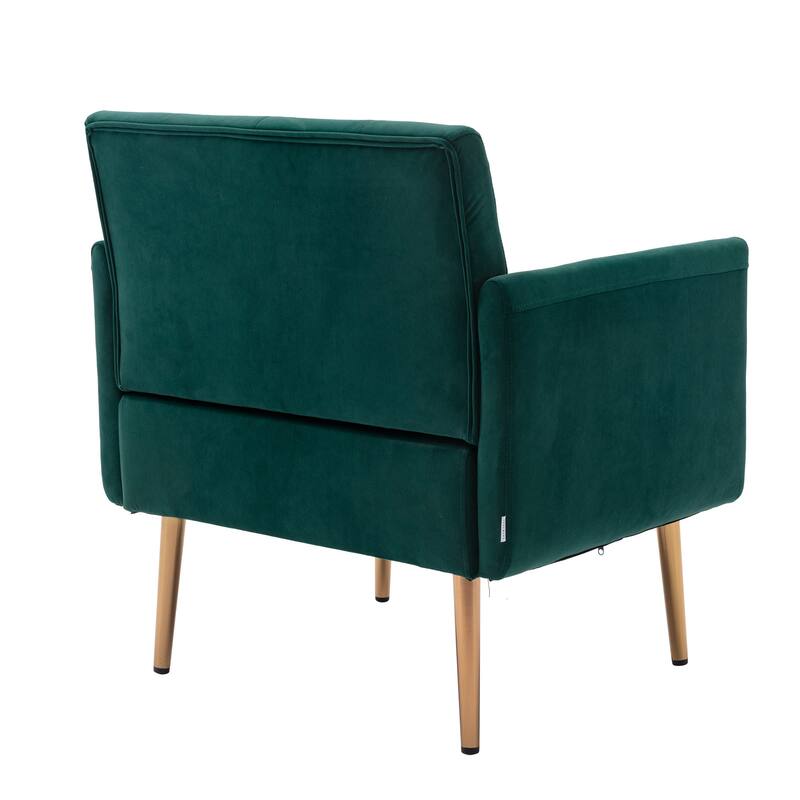 Velvet Upholstered Tufted Accent Chair With Golden feet