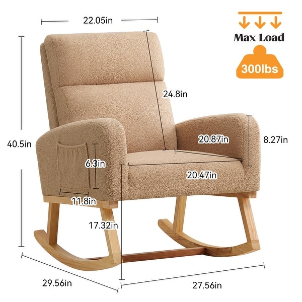 dimension image slide 1 of 22, HOMYKA 28" Wide Rocking Chair for Nursery with Solid Wood Leg