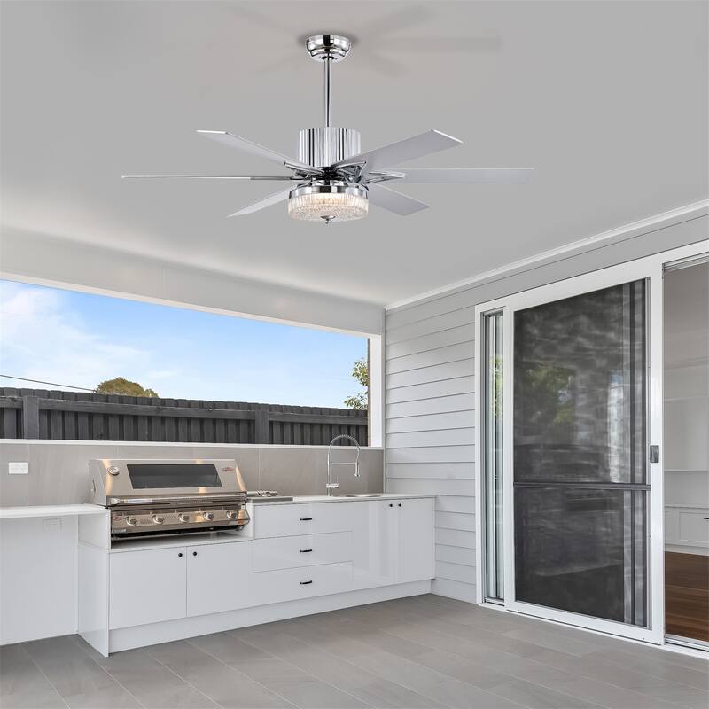 52'' Modern Ceiling Fans with Remote - Chrome