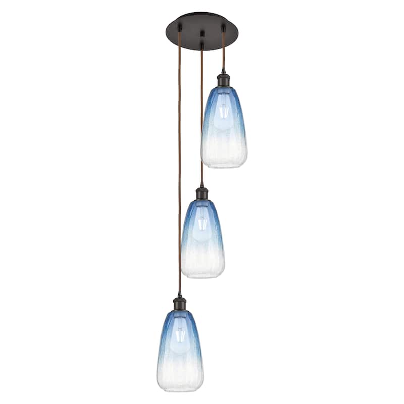 Innovations Lighting Endless Possibilities Ballston - Brookhaven Almond - 3 Light 13" Cord Hung Multi Pendant - Oil Rubbed Bronze/Sapphire Blue