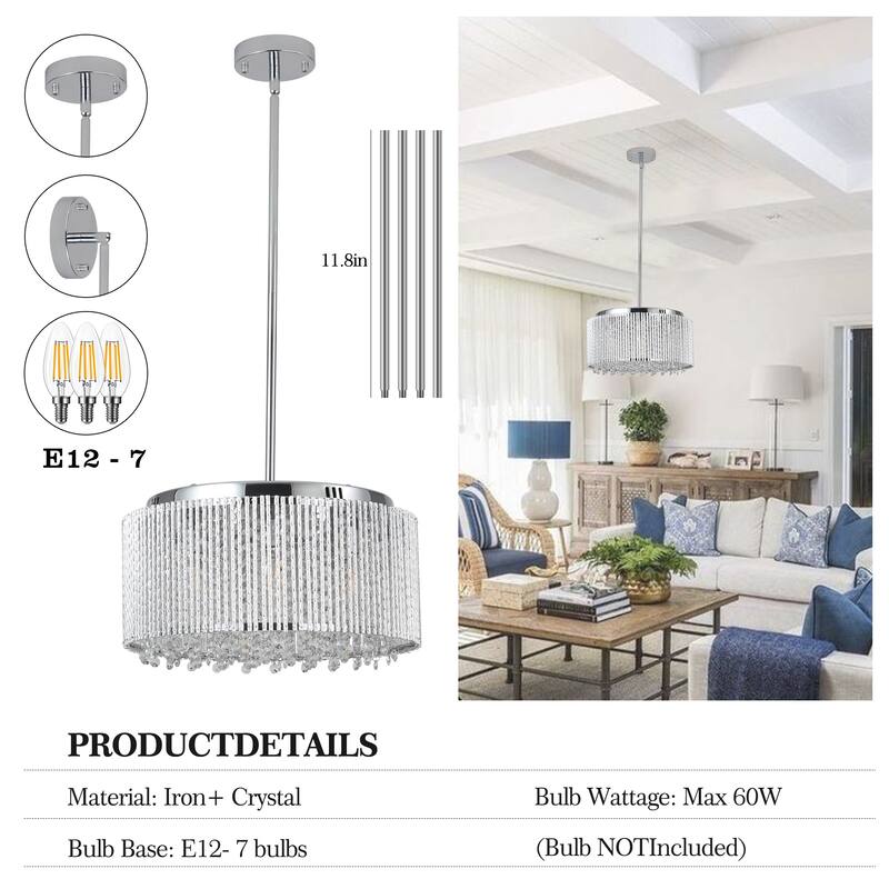 Simple Decorative Light Fixture Ceiling Lighting, Round Crystal Hanging Pendant Lighting Fixture for Dining Room