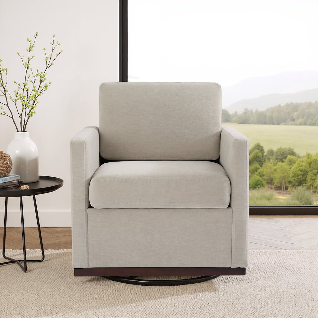 Chenille Leather Modern Swivel Accent Chair