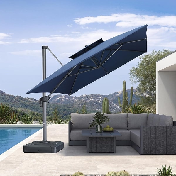 heavy duty rectangular patio umbrella Jentafix 10x13 FT Umbrella, Large Cantilever Double Top Offset Umbrellas with 360 Rotation, Outdoor shade for Garden Deck Pool Patio, Beige : Patio, Lawn & Garden relaxing by the pool Ainfox 13ft Large Patio Umbrella,