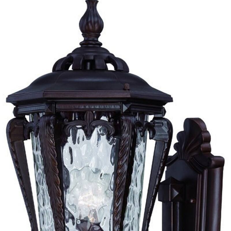 Bronze Aluminum Outdoor Wall Lantern Light with Hammered Glass Hardwired - 11.50” x 9.50” x 23” (D x W x H)