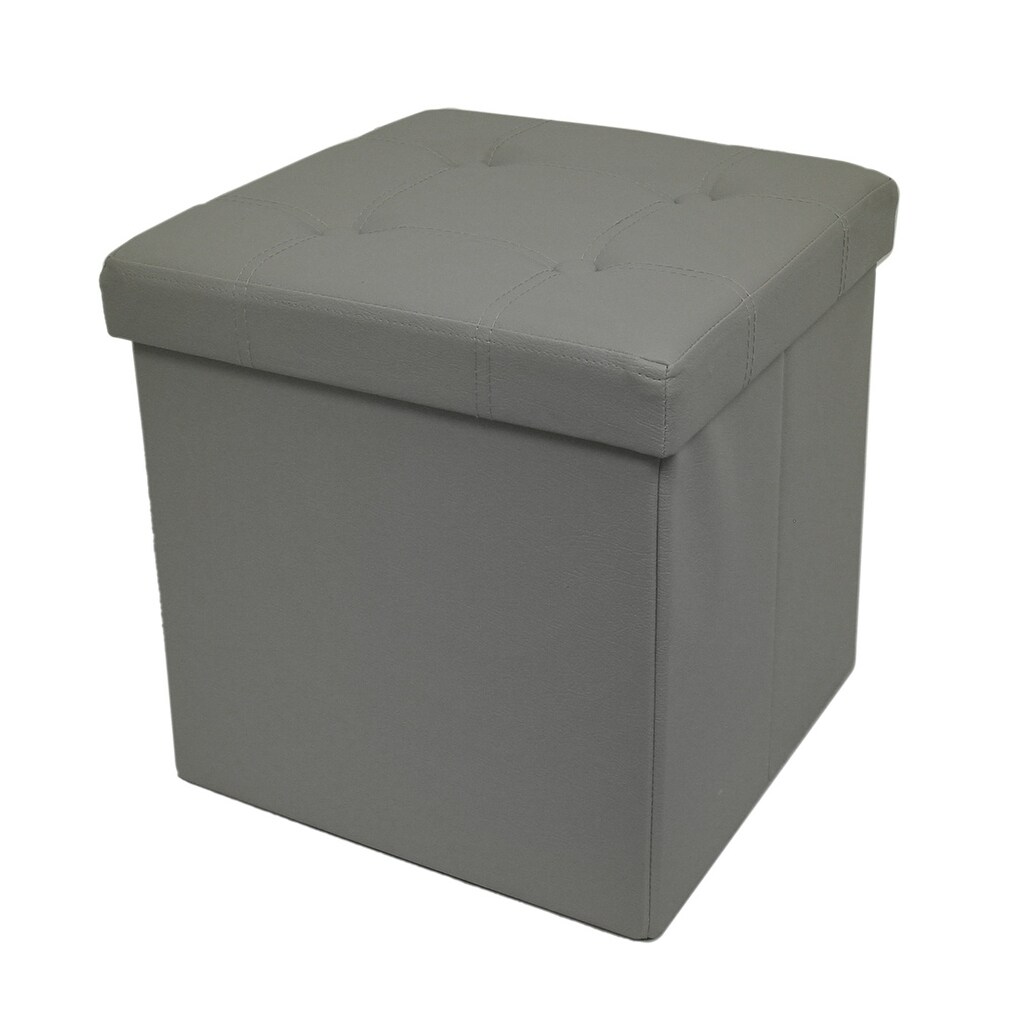 Taupe Tufted Foldable Storage Ottoman Cube On Sale Overstock 18436354 These storage ottoman cubes have trays built in to the bottom of the ottoman top. overstock com