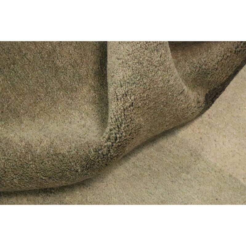 Hand Knotted Oriental 100% Wool Carpet Modern Geometric Green Gabbeh Area Rug - 7' 8'' X 5' 5''