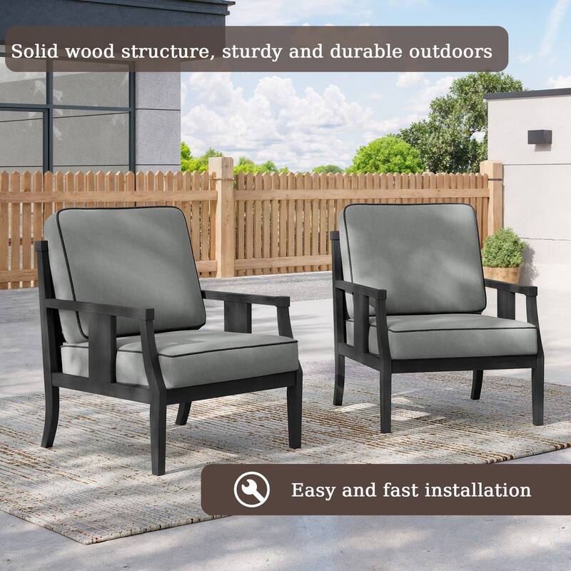 2 Set Outdoor Patio Club Chair with Cushion Patio Arm Lounge Chair