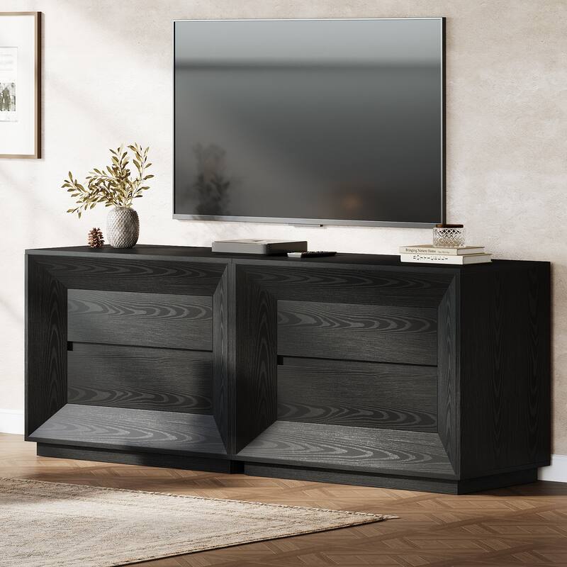 Oversized Wide Nightstand Set of 2, 35.4" Large Night Stand with Drawers
