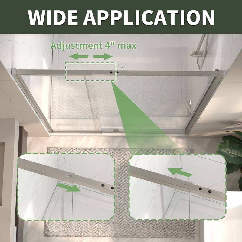 Modland 48"x71" Pivot Swing Semi-Frameless Shower Door with 1/4" Tempered Clear Glass