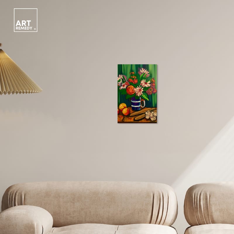 Art Remedy Floral Vase And Fruits Gallery Wrapped Flowers In Vase Paintings