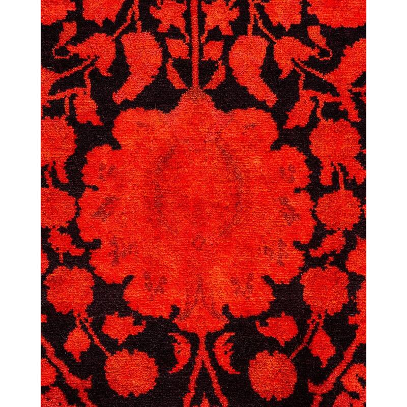 Overton Hand Knotted Wool Vintage Inspired Modern Contemporary Overdyed Orange Area Rug - 6' 2" x 8' 10"