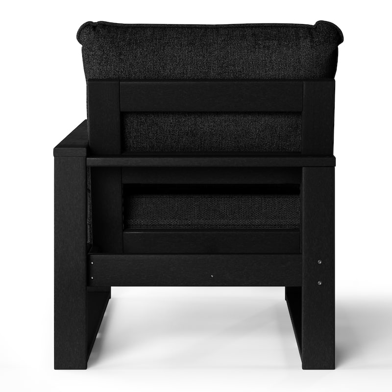 Polytrends Endless Patio Deep Seating Right Arm Chair with Black Frame