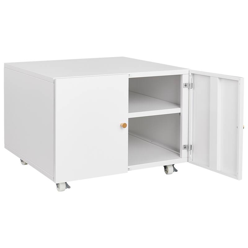 Anmytek White Rolling Storage Cabinet Mobile Organizer Office Bedroom Modern Home Decor
