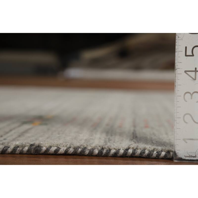 Gabbeh Indian Rug Hand-Knotted Oriental Grey Wool Carpet - 5'1" x 7'8"