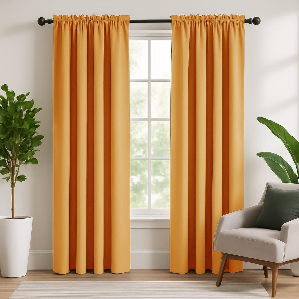 Deconovo 2-Pack Thermal Room Darkening Rod Pocket Curtains