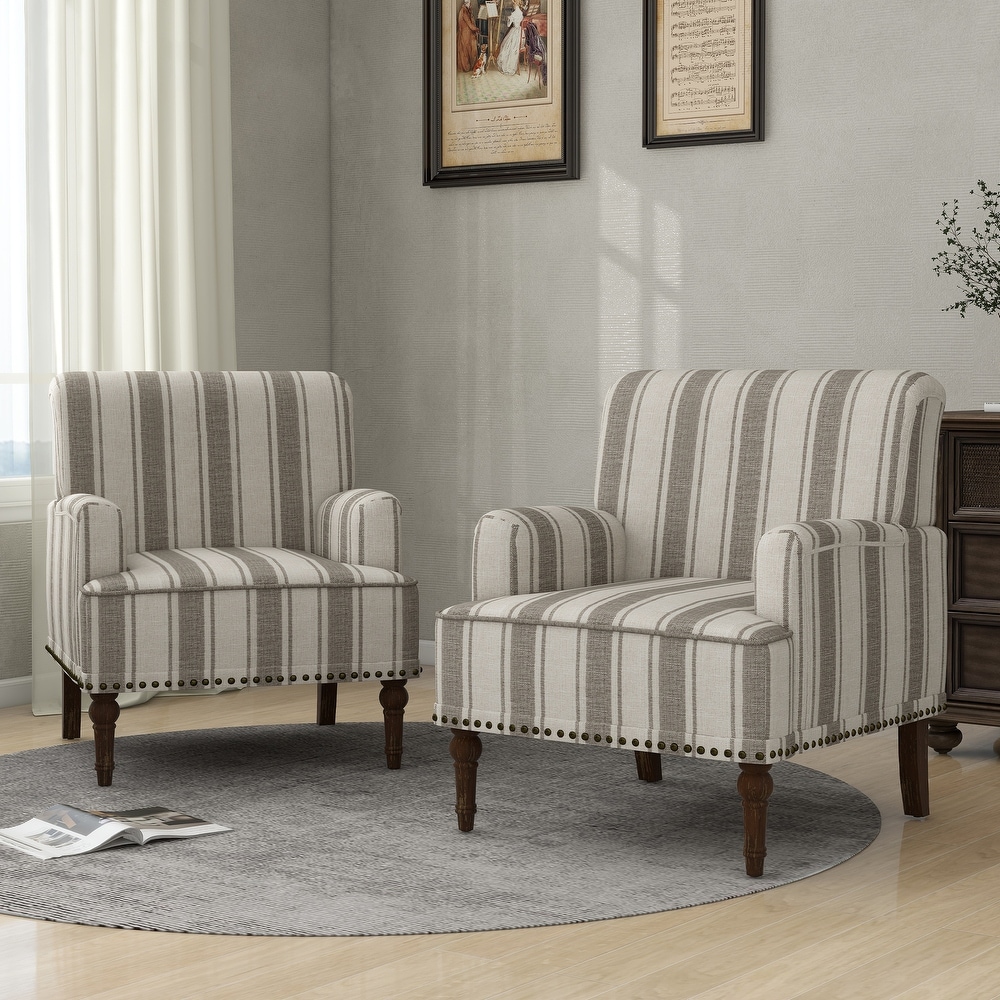 Green striped deals accent chair