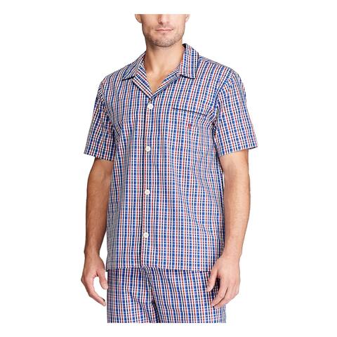 RALPH LAUREN Mens Blue Gradient Check Short Sleeve Button Down Casual Shirt XL