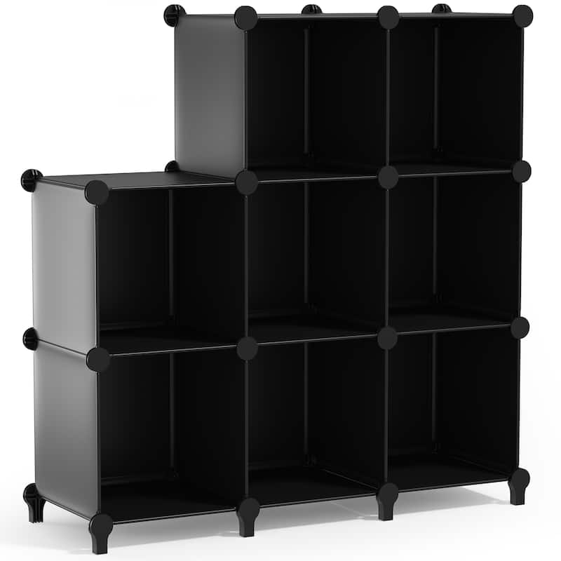 Sorbus Cube Storage Organizer – Waterproof Cubby Shelf for Closet, Toys, Books, Shoes, Décor – Space-Saving Bookshelf - 8 Pack - Black