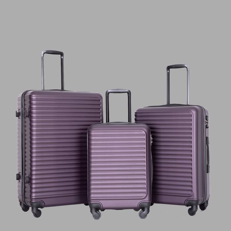 Durable 3-Piece ABS Luggage Set, Carry-On 20", Check-In 24" & 28" with Spinner Wheels