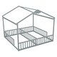 preview thumbnail 55 of 58, Double Twin Size House-Style Floor Bed with Fence and Guardrails without Door