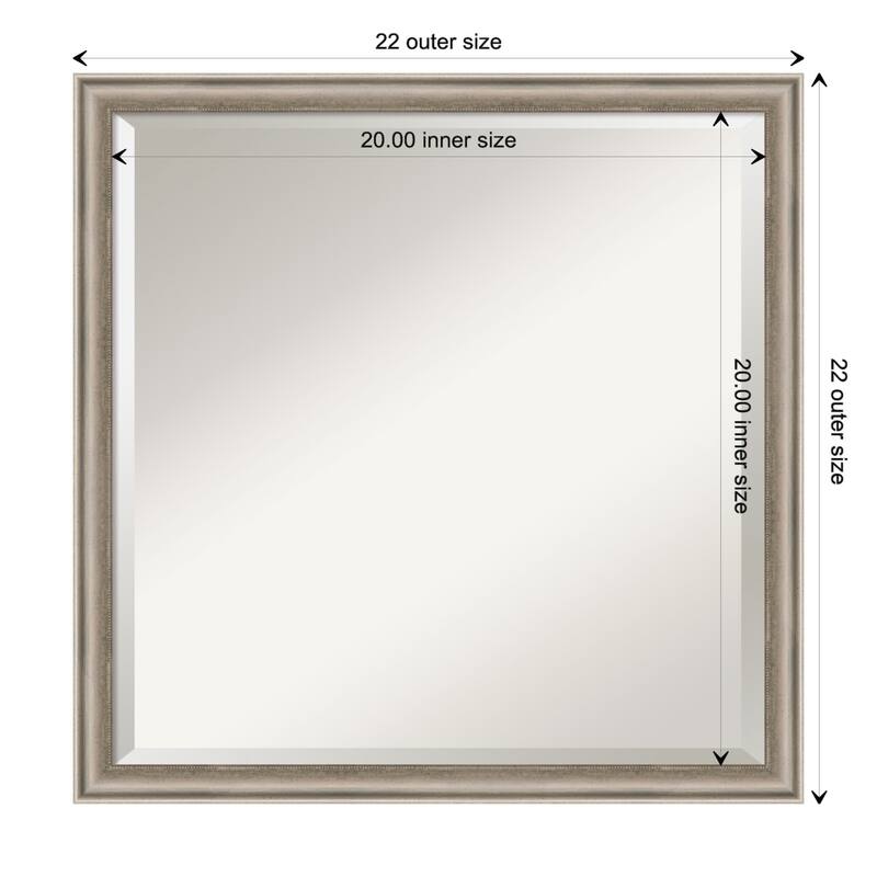 Salon Scoop Beveled Wood Framed Bathroom Vanity Wall Mirror - Salon Scoop Pewter - Glass Size 20x20