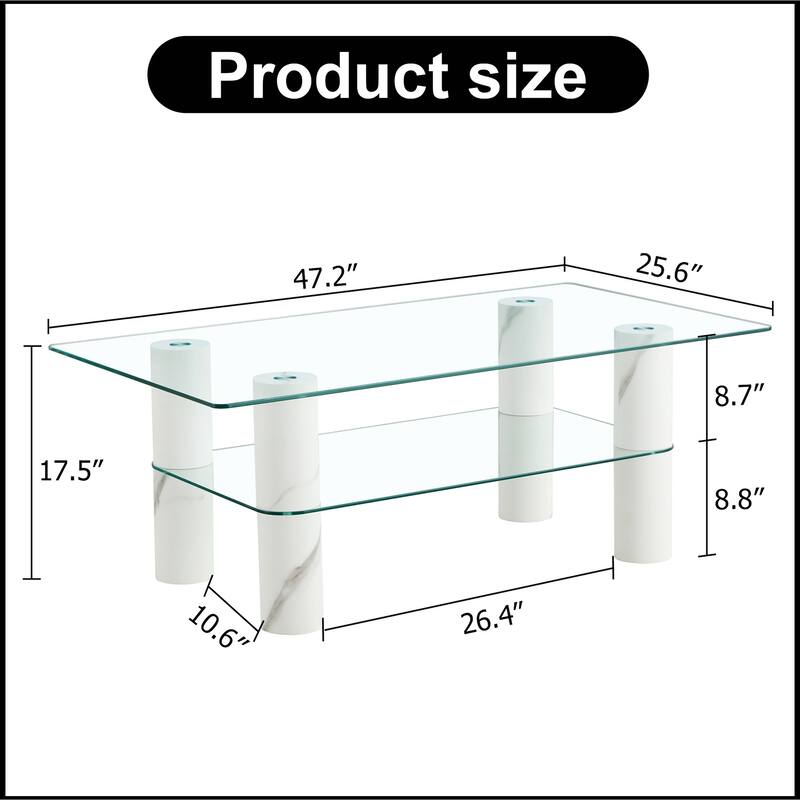 Double-layer Transparent Tempered Glass Coffee Table