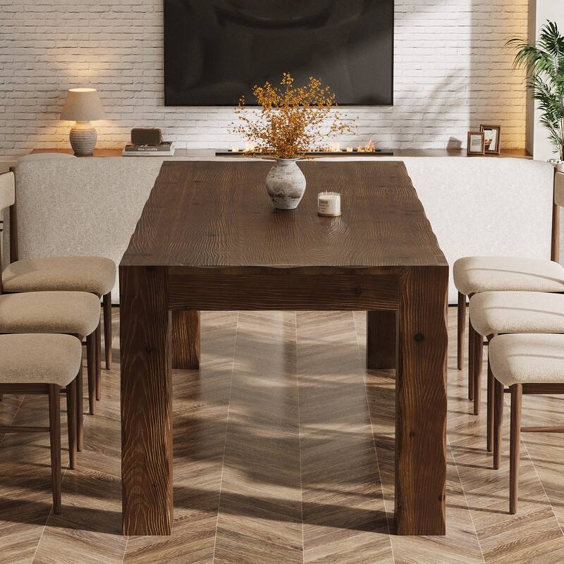 63" Solid Wood Dining Table for 4-6, Rectangle Farmhouse Kitchen Table