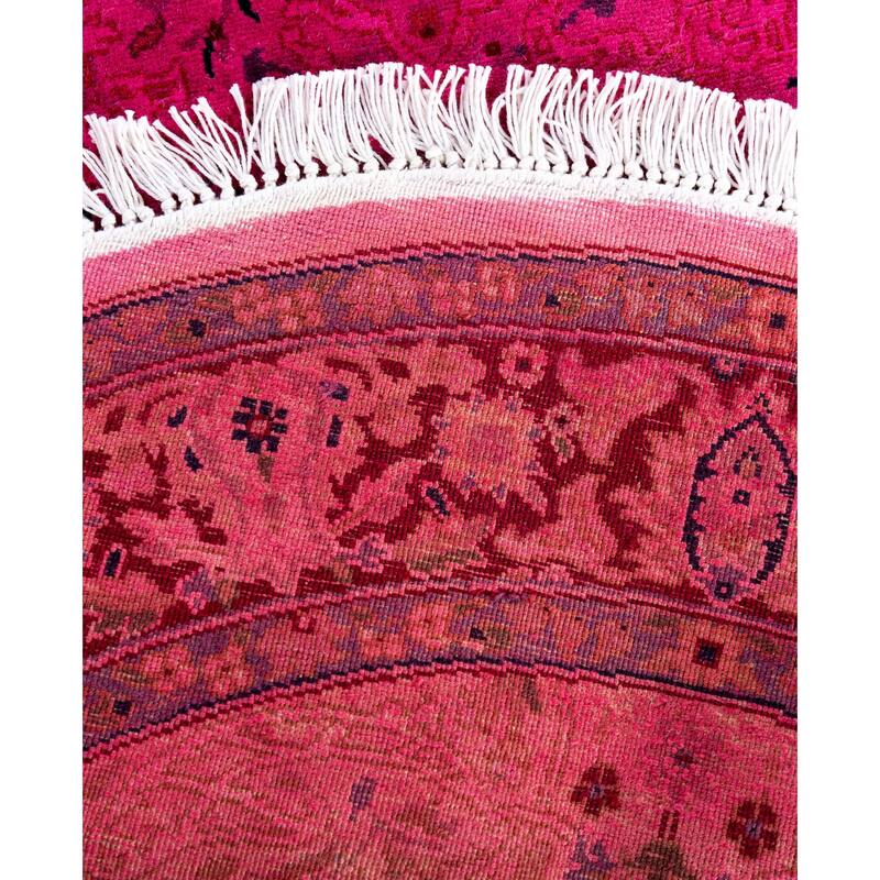 Overdyed One-of-a-Kind Hand-Knotted Round Area Rug - Pink - 3' 1" x 3' 1"