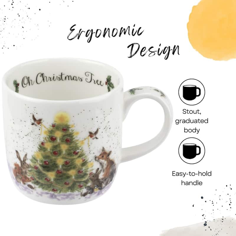 Royal Worcester Wrendale Designs Mug and Coaster Set Christmas