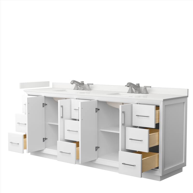 Strada 84-inch Double Vanity, Quartz Top