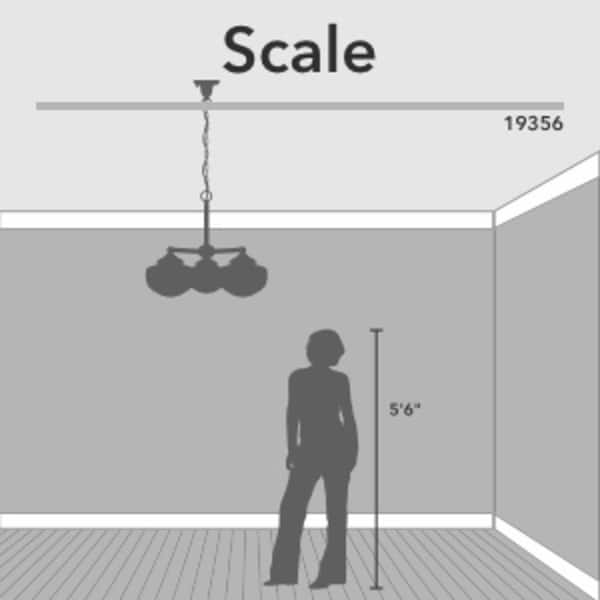 dimension image slide 14 of 17, Hunter Saddle Creek Contemporary Schoolhouse Chandelier - Clear or White Glass Globes - Entry, Dining Room, Kitchen Table