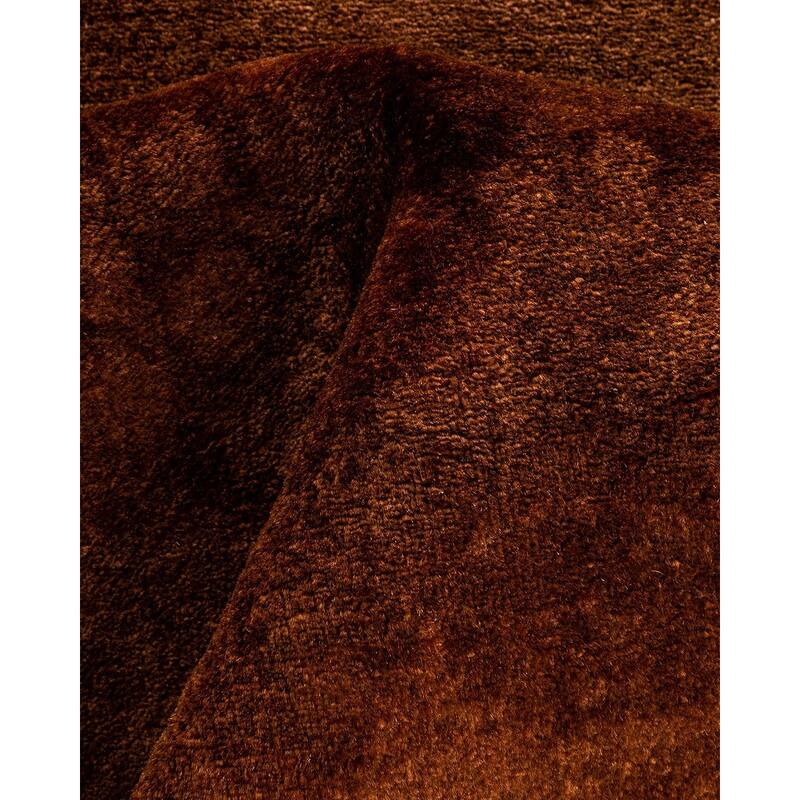 Overton Hand Knotted Wool Vintage Inspired Modern Contemporary Overdyed Brown Runner Rug - 2' 6" x 10' 4"