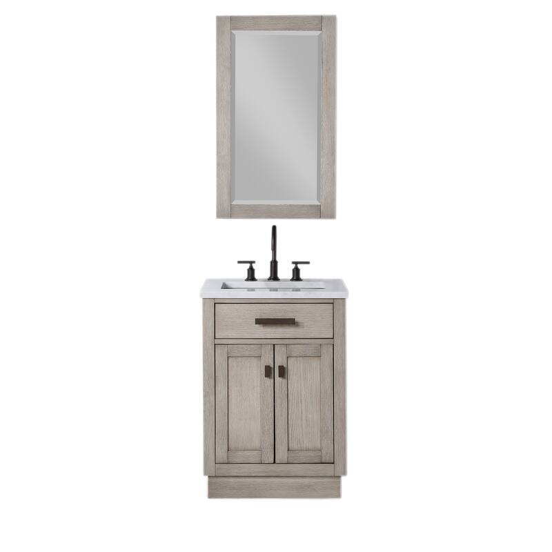 Chestnut 24" Single Bathroom Vanity Vanity with Mirror(s) and Faucet(s)