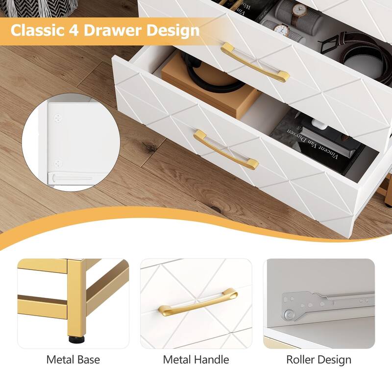 3/4 Drawer Wood Dresser for Bedroom, Modern Storage Chest for Closet