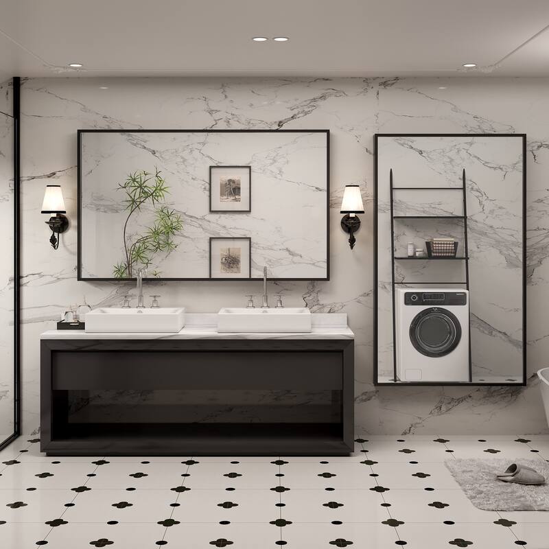 Tempered Glass and Metal Framed French Cleat Mounted Wall Bathroom / Vanity Mirror