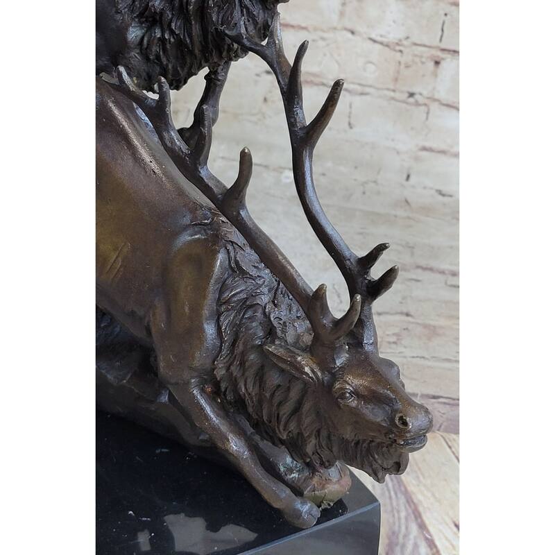 Caribou Elk Stag Buck Bronze Sculpture Trophy Hunter By Truffot Hot Cast Figure