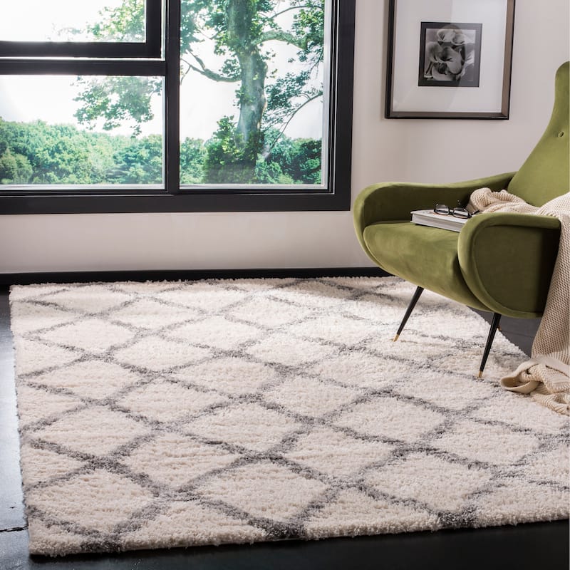 SAFAVIEH Berber Shag Sestilia Rug - 5'3" x 7'6" - Ivory/Grey
