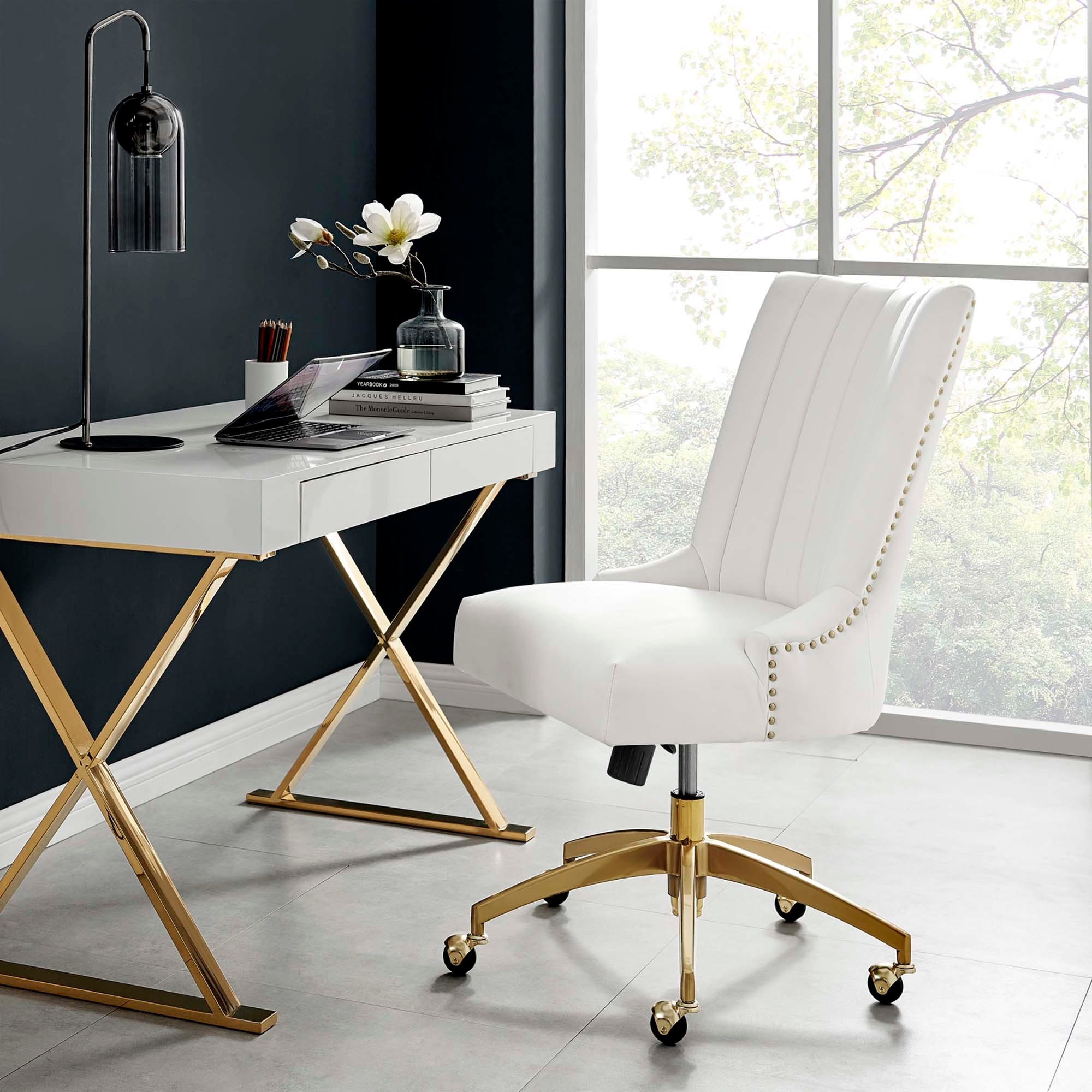 White and store gold desk chair