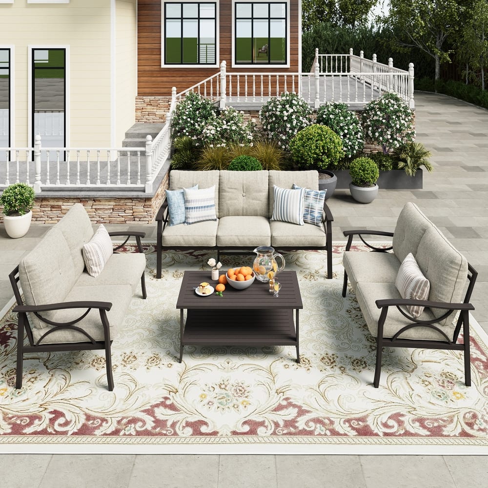 7-Person Patio Conversation Sets with Cushions