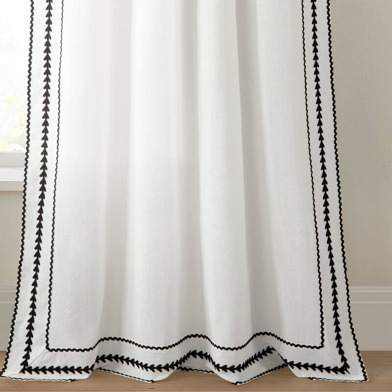 Lush Decor Olivia Ric Rac Embroidery Border Window Curtain Panels