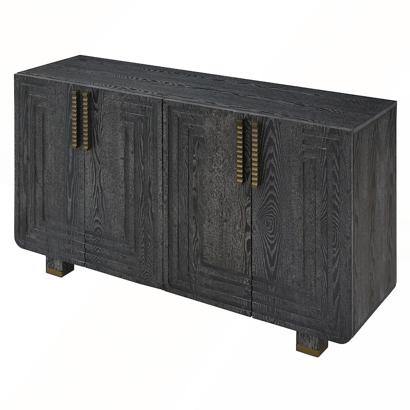 4 Doors Vintage Fluted Sideboard Cabinet with Adjustable Shelves
