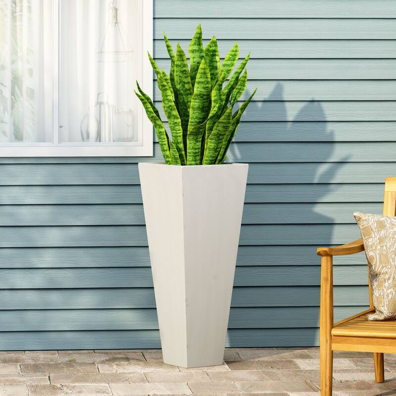 Automatic Watering Planter with Dual-Basin and Imitation Rattan Finish - Matte White