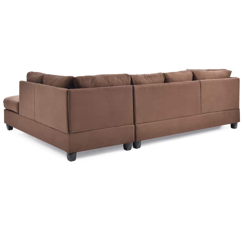 Reversible Microsuede 4-Seater Sectional Sofa - 111" - Dark Brown