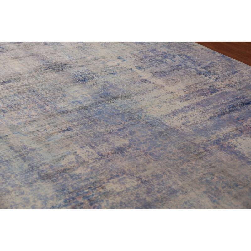 Abstract Indian Rug Hand-Knotted Multi-Color Wool Carpet - 8'11"x 11'11"