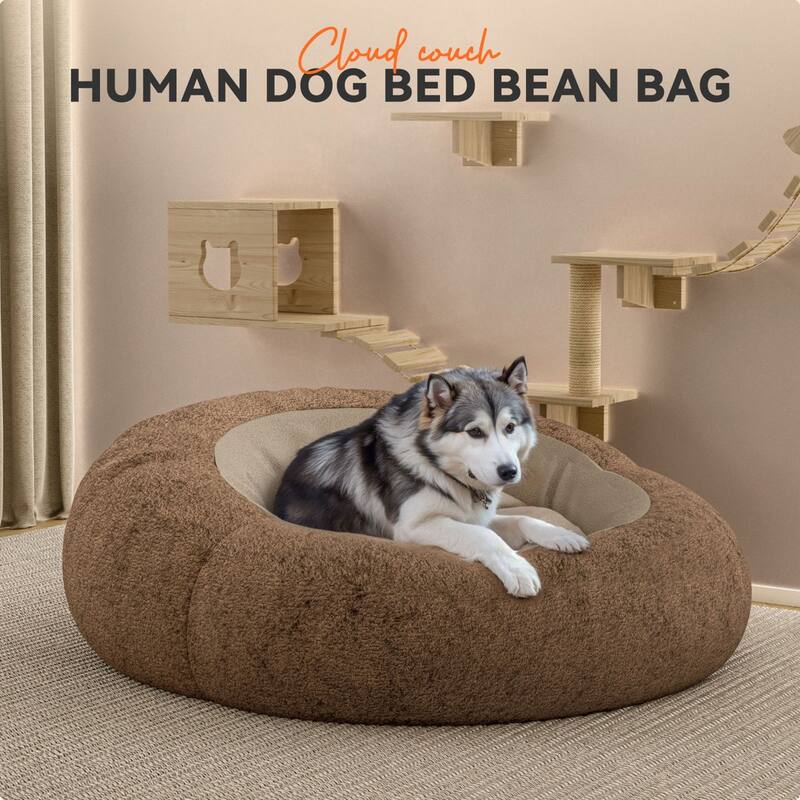 WOWMAX Oversized Bean Bag Floor Lounger Cozy Human Pet Bed, Washable Cover, 60"