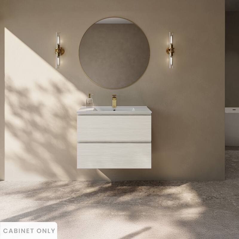 Liberte 30" Wall-Mounted Bathroom Vanity Cabinet Without Top In White Oak - 30