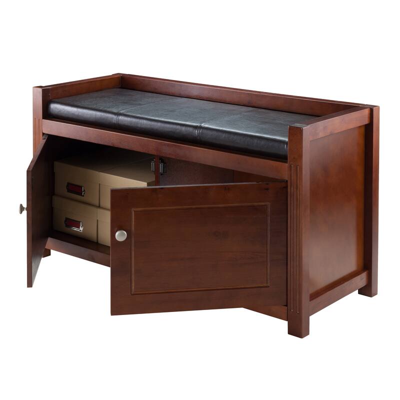 Charleston 2-Pc Storage Bench with Seat Cushion, Walnut and Espresso - 39.76 x 15.35 x 21.65 inches