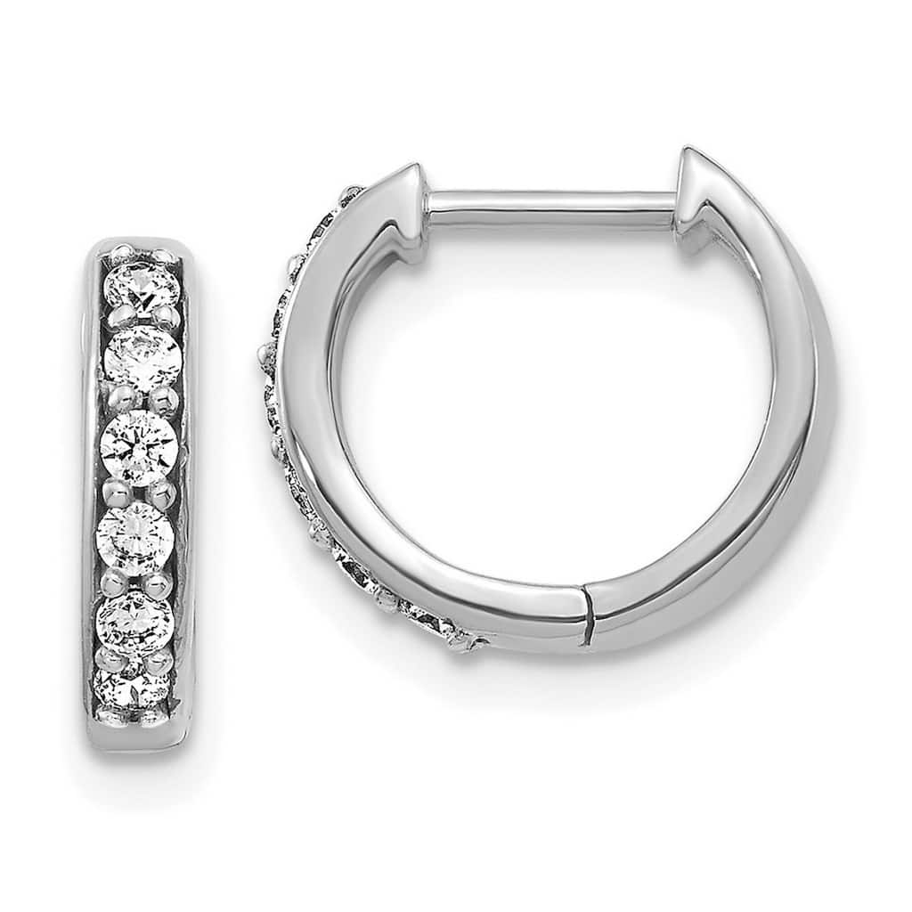 Curata 14k White Gold Diamond Hoop Earrings - 11x12mm Wide 2mm Thick