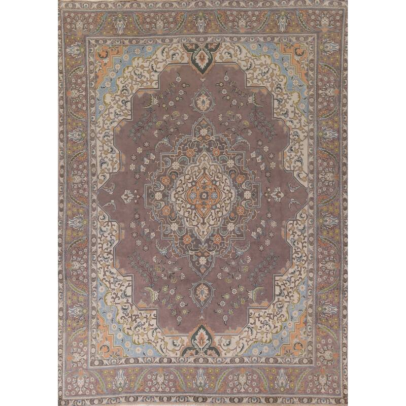 Tabriz Persian Vintage Area Rug Living Room Handmade Wool Carpet - 9'3" x 12'9"